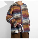 Yipinpay Men Striped Sweater Casual Elastic Long Sleeve Pullovers Harajuku Patchwork Knitted Warm Top Fashion Brand Jumper Clothes