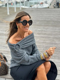 Yipinpay Slash Neck Off Shoulder Women Knitt Sweater Fashion Simple Long Sleeve Pullovers Autumn Winter Streetwear Lady Sweater