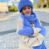 Yipinpay Women Knit Hat Scarf Gloves Sets Soft Warm Winter Solid Color Fashion Accessories for Cold Weather
