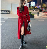Yipinpay Temperament Ladies High-end Suit-style Woolen Coat Women's Autumn and Winter New Mid-length Single-breasted Design Woolen Coat