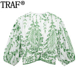 Yipinpay 2023 Woman Embroidery Short Sets Green Cut Out Summer Shorts For Women Mid-Waist Boho Beach Mini Shorts Woman Fashion
