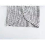 Yipinpay Women Open Design Patchwork Cardigan Vintage Lapel Collar Long Sleeve Female Crop Knitwear