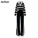 Yipinpay Women's Autumn Winter Suit Korean Elegant Chic Short Knit Sweater Wide Leg Pants Two Piece Female Fashion Sweater Matching Set