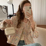 Yipinpay Temperament Small Fragrance Rainbow Jacket  Women Tweed Fringe Coat Top Korean Autumn Winter Clothes Jaqueta Woolen Cardigan