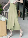 yipinpay Women Wrap Skirt Summer Beach Boho Sexy Casual One-piece Midi Skirts Korean Fashion Solid Color Chic Faldas 9 Colors