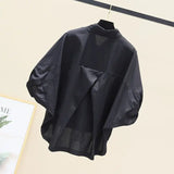 Yipinpay Summer New Bat Sleeve Shirt Women Loose Casual Hem Waist Short Sleeve Blouse Solid Crop Tops Half White Shirts Lady