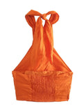 Yipinpay 2023 White Halter Top Women Backless Crop Top Sexy Off Shoulder Summer Tops Y2k Streetwear Orange Sleeveless Tank Tops