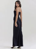 Yipinpay Strapless Bodycon Sexy Maxi Dress Women Black Fashion Off-shoulder Sleeveless Backless Dresses Evening Party Vestido