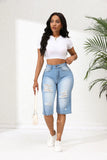 Yipinpay Summer New High Stretch Calf-Length Jeans For Women Fashion Ripped Slim Fit Butt Lift Denim Straight Legs Casual Clothing