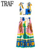 Yipinpay Printed Pleated Midi Skirt Woman High Waist Summer Skirt Sets Stylish Long Skirts For Women Fashion 2023 Beach Skirt
