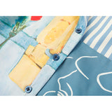 yipinpay Women's Clothing Shirts Polo Collar Stripe Printing Asymmetrical Long Sleeves Casual Vintage Fashion Baggy Blouse Tops Ladies