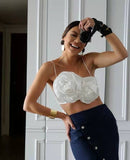 Yipinpay New Womens Crop Camisoles Spaghetti Straps Gloves Shaped Design Open Back Tie-Up Vest Camis Tops Casual Style S M L