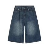 Yipinpay Black Low Waist Washed Denim Short Pants Women Retro Fashion Casual Loose Fit Y2K Streetwear Wide Leg Jeans 2024 Summer
