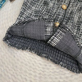 Yipinpay Temperament Short StraplessTank Top Women's Summer 2024 New Korean Fashion Girls Elegant Single Breasted Tweed Office Lady Top