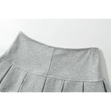 Yipinpay Women Gray Low Waist Pleated Mini Skirt