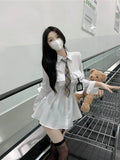 Yipinpay Dresses for Women White Hot Girl Empire Shirt Dress Womens Clothing Preppy Style Ankle-Length Solid Autumn/spring Clothes