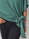Yipinpay Casual Women's Top T Shirt 2024 Summer Solid Fashion Batwing Sleeve Shirt Tops Bow Women Pullover Blouses Female Clothing