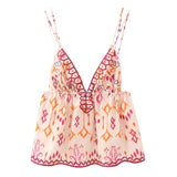 Yipinpay Sequin Embroidered Suspender Vest Top Women 2024 Autumn Spring Loose Sexy Floral Printed Pullover Tops Female Streetwear