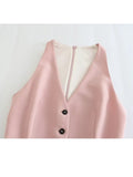 Yipinpay Pink Long Dress Women Waistcoat Midi Dress Woman Sleeveless Elegant Dresses For Women 2023 Office Formal Party Dresses