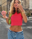 Yipinpay Knitted Backless Crop Top Women Green Sleeveless Summer Sexy Tank Tops Sexy Casual Cami Off Shoulder Basic Street Style