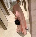 Yipinpay Wrap Hip Elegant Pink Satin Fishtail Skirt Women Long Mujer Faldas Empire Korean Style Black White Mermaid OL Silk