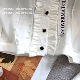 Yipinpay Shirt Women Loose Fashion Long Sleeve Chiffon Shirts Chic Tops Blusas Mujer De Moda 2023 Ruffle Ribbon Letter Blouse