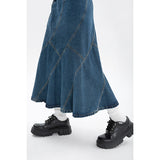 yipinpay Summer Vintage Blue Women Denim Trumpet Skirt Streetwear Style Casual Irregular High Waist Ladies Long Mermaid Jean Skirt
