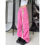 Yipinpay Streetwear Baggy Cargo Jeans Y2k Clothes High Quality Fashion Loose Straight Wide Leg Pants Women