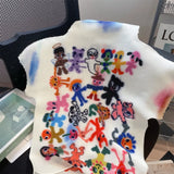 Yipinpay Cartoon Print T-shirt Short Sleeve Graphics T Shirt Women Y2k Streetwear Tops 2023 Kawaii Clothes Korean Fashion Tees