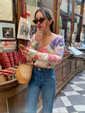 Yipinpay Winter Women's Print Knitted Sweater Vintage O-Neck Classic Pullover 2023 Female Thick Casual Oversized Streetwear Tops