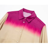 Yipinpay Tie Dye Women Shirts And Blouses Satin Long Sleeve Top Women Loose Summer Blouses Woman 2023 Streetwear Button Up Shirt