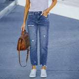 Yipinpay New Women's High Stretch Ripped Jeans Fashion Slim Denim Pencil Pants Street Casual Female Clothing S-2XL Drop Shipping