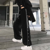 Yipinpay New Spring Summer Women Pants Hip Hop Fashion Casual Straight Streetwear Loose Oversize Female Trousers Long Split Pants