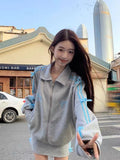 Yipinpay Zipper Bow Embroidery Sweet Plus Fleece Thickened Hoodie Skirt Suit Women Students Korean Fashion Y2k Party Sets Outwear