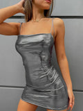 Yipinpay Sexy Nightclub Sliver Dress Women Streetwear Spaghetti Strap Backless Bodycon Dress New Fashion Coquette Indie Clothes