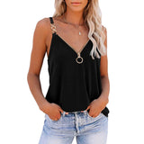Yipinpay Women's Sexy V Neck Camisole Pullover Tops Ladies 2024 Summer Casual Zipper Sleeveless Blouse Girl Clothes