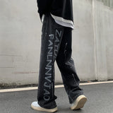Yipinpay Y2k Black Baggy Jeans Men Women Fashion Harajuku High Waist Printed Denim Trouser Female Hip Hop Streetwear Wide Leg Pants