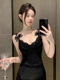 Yipinpay Sexy Camis Women Bowknot Bandage V Neck 2024 Spring New Slim Ins Fashion Outwear Crop Tank Tops Party Ladies Casual