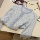 Yipinpay Elegant Cardigan Sweater Women's Fashion O-Neck Long Sleeve 2024 New Spring Autumn Knitwear Women's Short Loose Coat Top