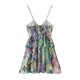 Yipinpay Print Ruffle Slip Dress Woman Summer Sexy Short Dresses Daring Holiday Beach Mini Dress Women Backless Night Party Dresses