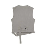 Yipinpay Asymmetric Sleeveless Vests For Women Cropped Summer Jacket Womens 2023 Double Breasted Sleeveless Blazer Woman Waistcoat