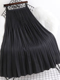 Yipinpay 2023 Spring Autunn Pleated Skirt Women Casual Fashion Elegant Solid Color High Waist Long Midi Skirts Ladies Chic Saia