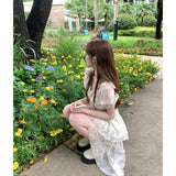 yipinpay White Dress Womens Printing Ruffled Irregular Sexy Korean Fashion Y2K Simple 2023 Female Dress Temperament Longuette