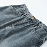 Yipinpay Blue Washed Denim Midi Skirt For Women Fashion Y2k Casual Loose Straight Long Skirts Jeans Knee Length A Line Waist Female