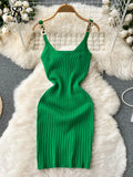 Yipinpay Knitted Summer Women Solid Dress 2024 Slim V Neck Elegant Sexy Vacation Fashion Ladies A Line Midi Dresses