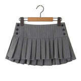 Yipinpay Y2K Pinstripe Pleated Mini Skirt Women Sexy Low Waist Short Skater Skirts Jupe