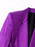 Yipinpay Women 2023 Purple Satin Blazer Woman Tied Office Elegant Female Blazer Sets Fashion Long Sleeve Autumn Jacket Female Suit