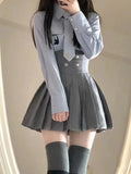 Yipinpay New Elegant 3 Piece Set Skirt Woman Stripe Shirt + High Waist Y2k Mini Skirt + Short Coat Fashion Suit Preppy Style Summer