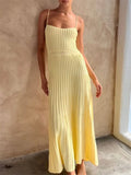 Yipinpay Backless Ribbed Maxi Dress For Women Summer New Holiday Party Stretch High Waist Bodycon Maternity Dresses Knit Sundress