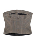 Yipinpay Off Shoulder Corset Top Women Plaid Crop Top Woman Sleeveless Backless Bustier Tube Top Female Bodycon Sexy Tops For Women